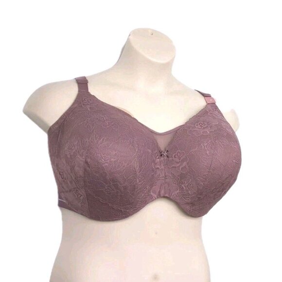 Lane Bryant Cacique Women Bra Full Coverage Lightly Lined 42DD Purple Lace - Picture 5 of 10